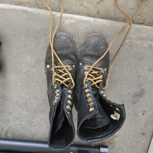 Women’s Black Lace-Up Boots with Gold Eyelets